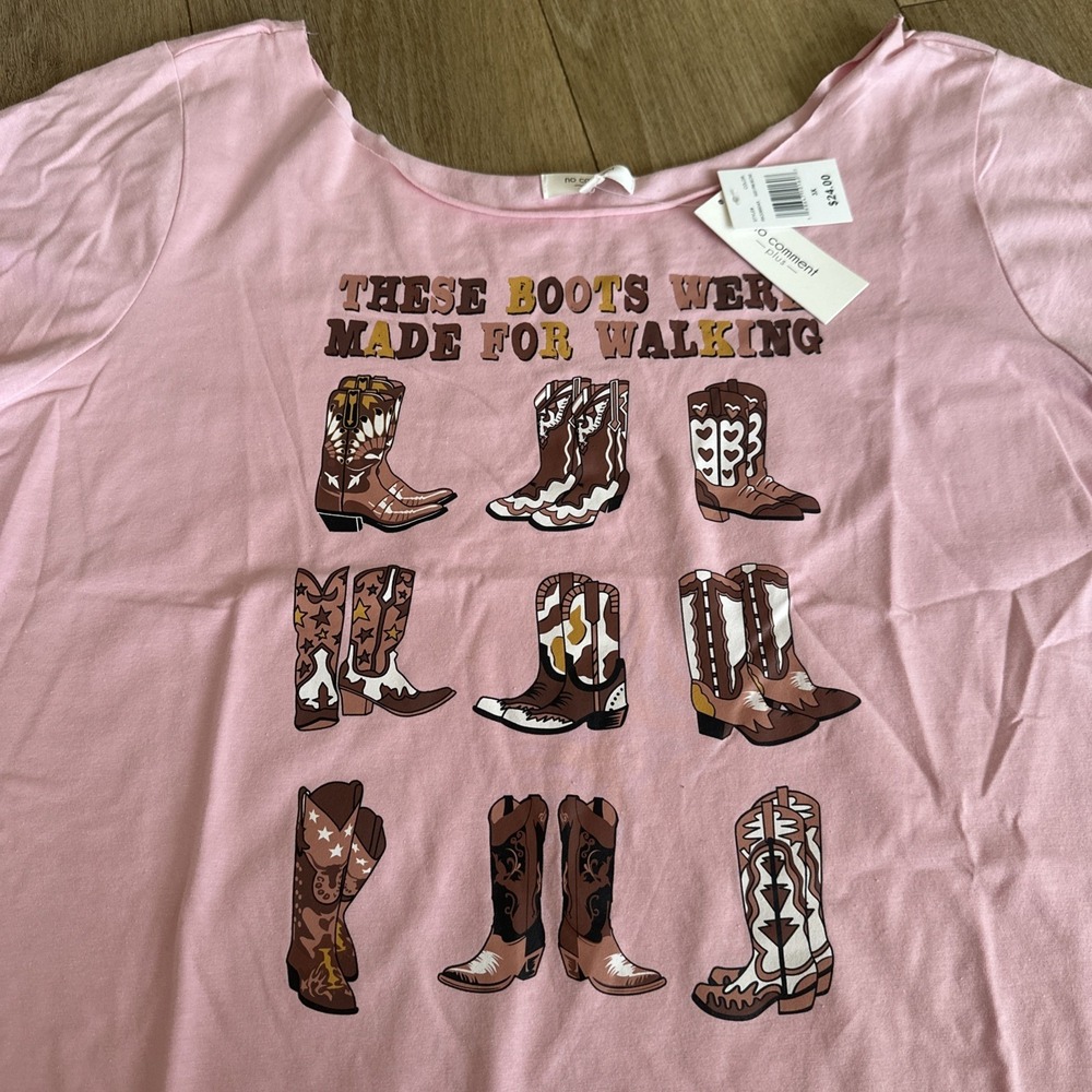 No Comment Plus 3X Women's Boots Western Cowgirl Country Music S/S Tee Cut Off - Picture 2 of 7